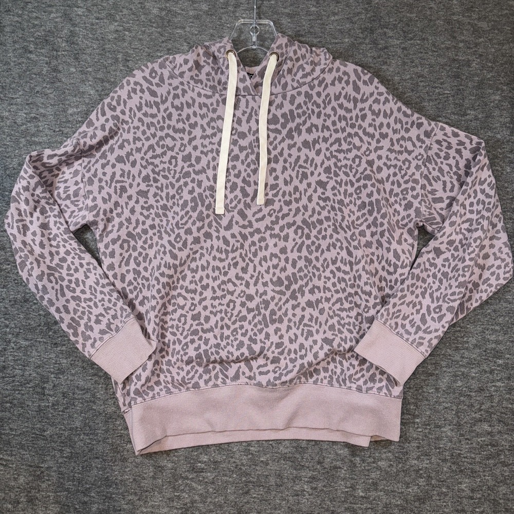 Buffalo David Bitton Women Leopard Print Hoodie Sweatshirt Lavender Grey Size S
